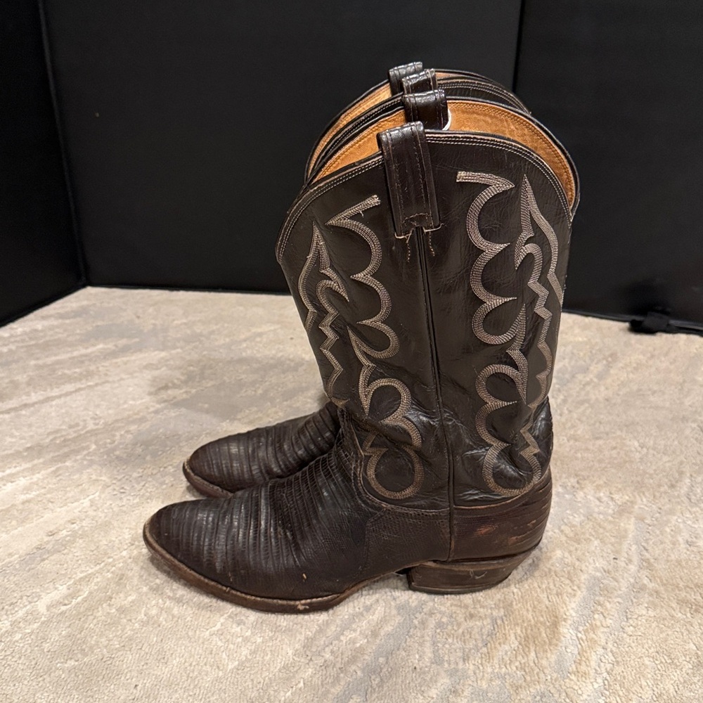 VTG TONY LAMA Men's Lizard Dark Brown Leather Western Cowboy Boot Size
11‎ D